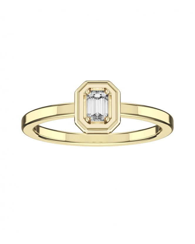 Бриллиант огранки "октагон" 3,8x2,8 мм. Желтое золото.