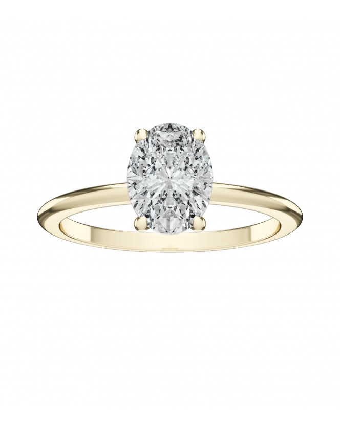 Бриллиант огранки "овал" 8x6 мм. Желтое золото.