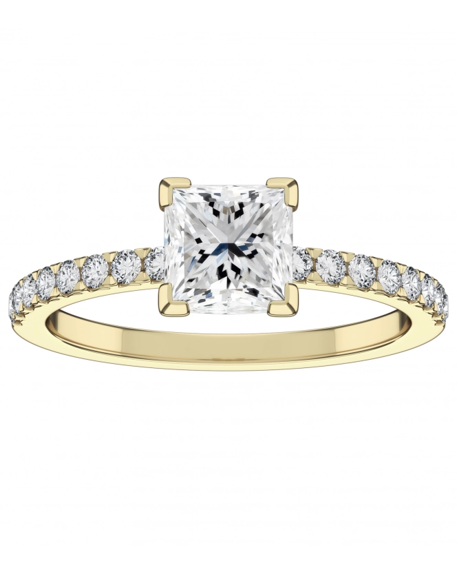 Бриллиант огранки "принцесса" 5x5 мм. Желтое золото.