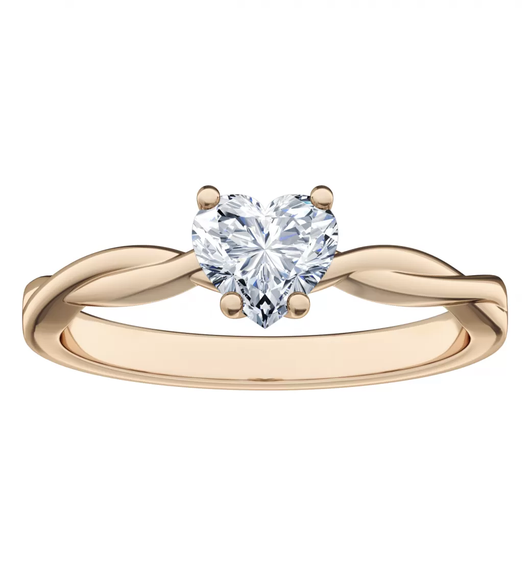 Бриллиант огранки "сердце" 5 мм, ~ 0,5 ct. Розовое золото.