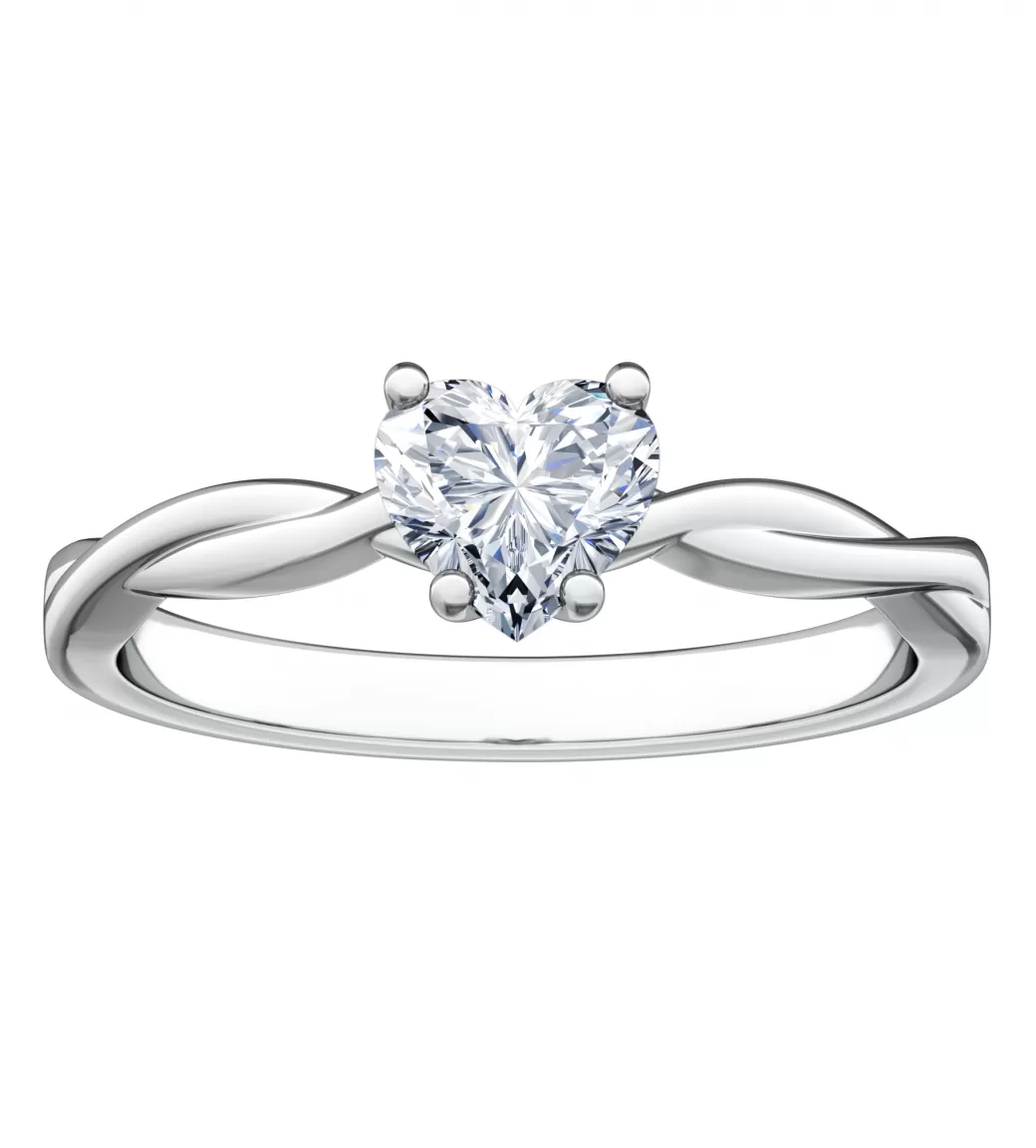 Бриллиант огранки "сердце" 5 мм, ~ 0,5 ct. Белое золото.