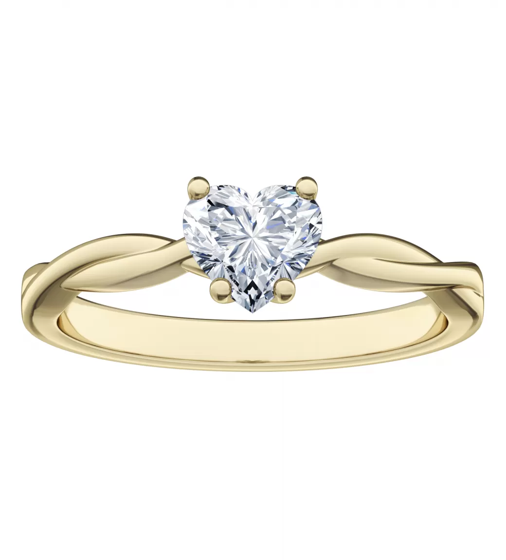 Бриллиант огранки "сердце" 5 мм, ~ 0,5 ct. Желтое золото.
