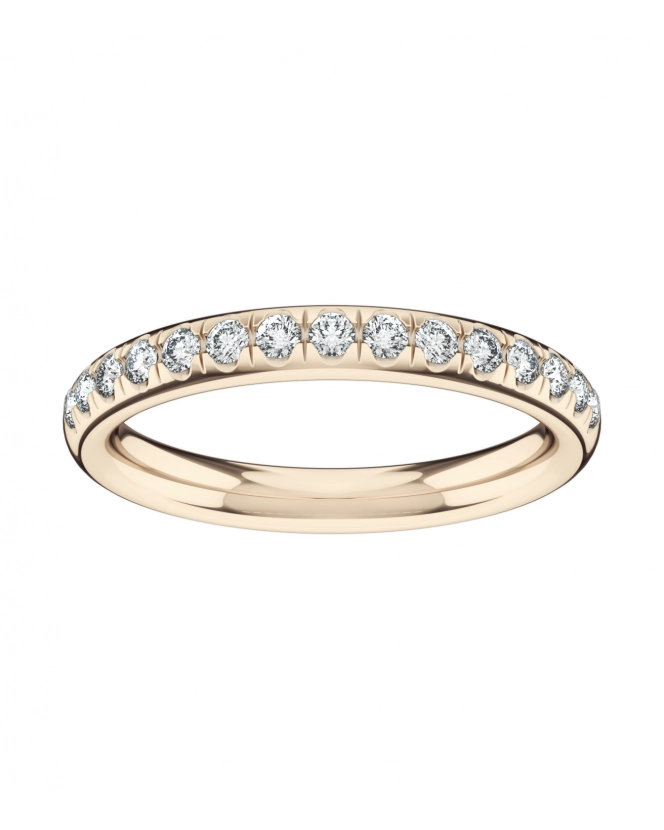 Ширина 2,5 мм, бриллианты огранки "круг" 1,5 мм. Розовое золото.