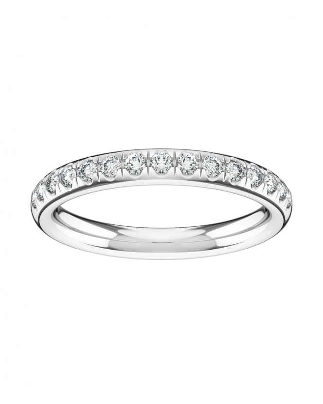 Ширина 2,5 мм, бриллианты огранки "круг" 1,5 мм. Белое золото.