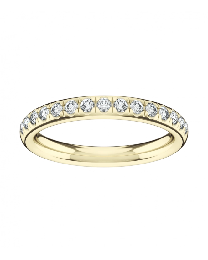 Ширина 2,5 мм, бриллианты огранки "круг" 1,5 мм. Желтое золото.