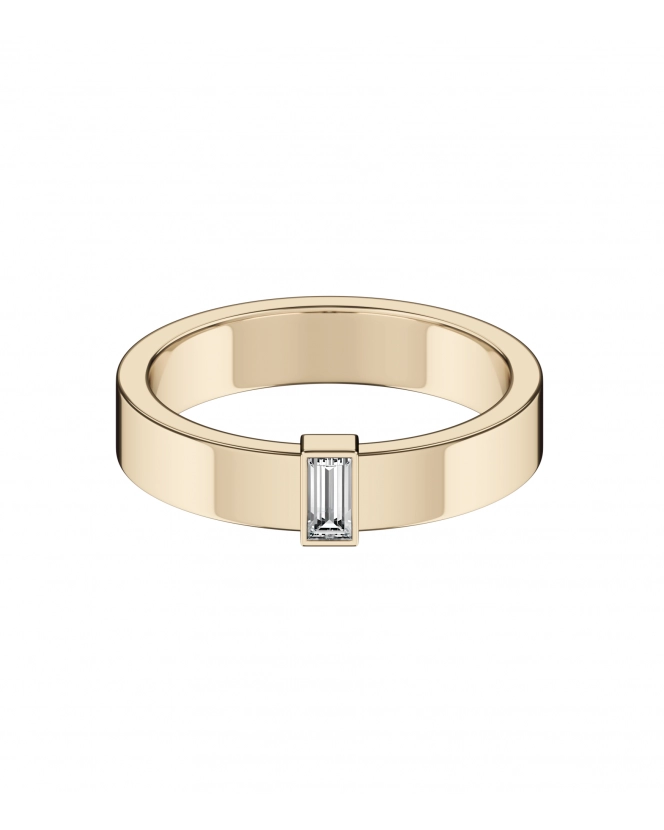 С бриллиантом огранки "багет" 4 x 2 мм. Розовое золото.